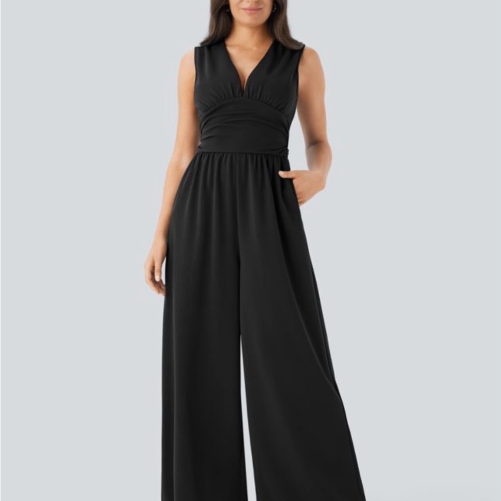 NWT HALARA Black V-Neck Jumpsuit
